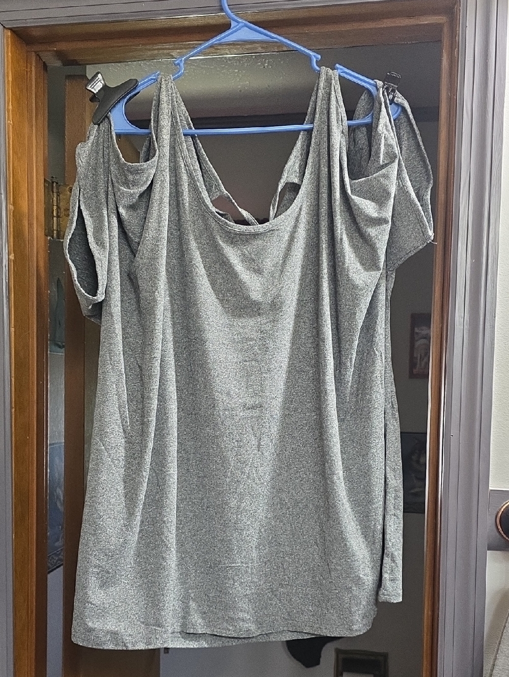 SHEIN Silver Cold-Shoulder Tunic Top